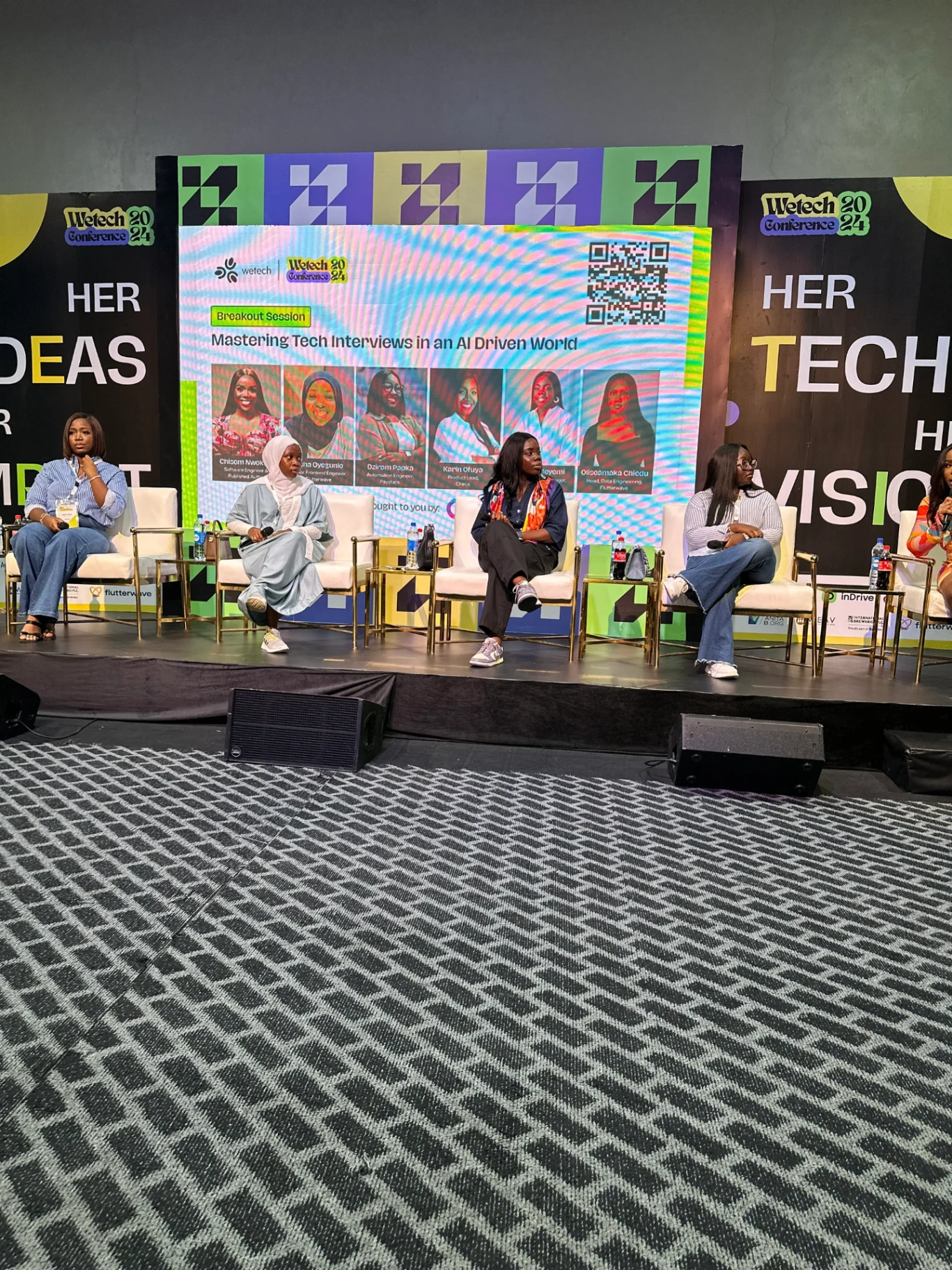 Adeola moderating a panel at WeTech Conference 2024